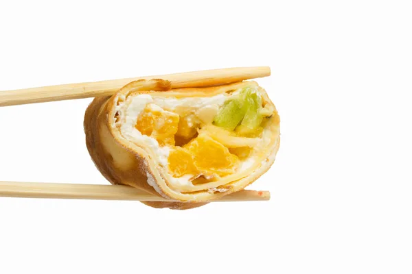 Sweet sushi roll isolated on white background — Stock Photo, Image