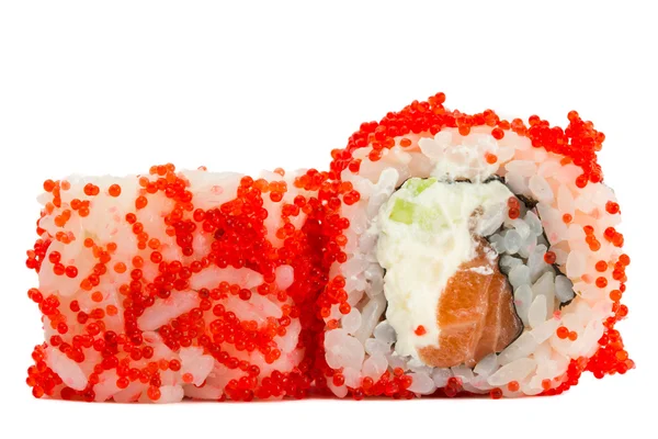 Roll sushi z kawior czerwony na białym tle — Zdjęcie stockowe