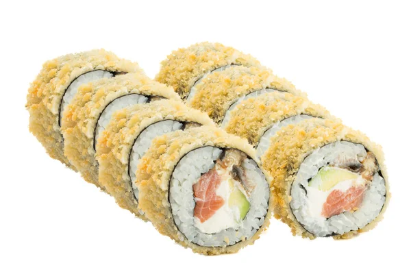 Rotolo di sushi caldo isolato su sfondo bianco — Foto Stock