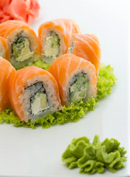 Lososový sushi rolka — Stock fotografie