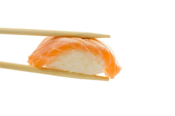 Sushi nigiri, lazaccal, elszigetelt fehér background — Stock Fotó