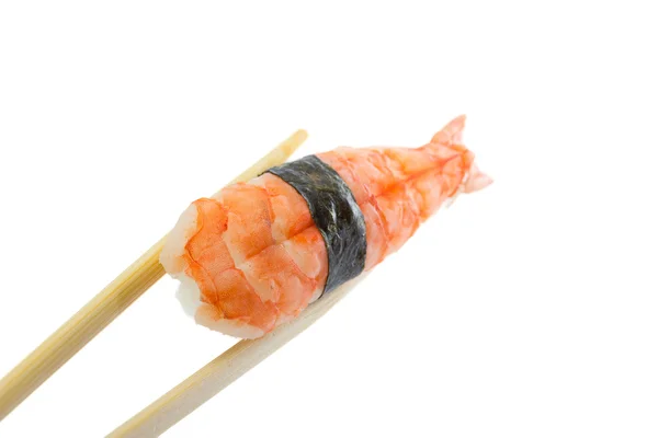 Camarones sushi nigiri aislados sobre fondo blanco — Foto de Stock