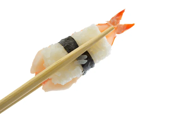 Camarones sushi nigiri aislados sobre fondo blanco — Foto de Stock