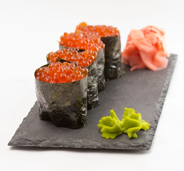 Gunkan sushi maki isolated on white background — Stock Photo, Image