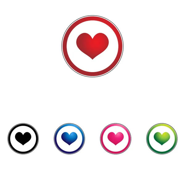 Vettore di icone cardiache con quattro varianti di colore — Vettoriale Stock