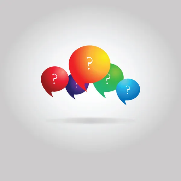 Kavramı kişi sohbet - birçok konuşma kabarcıklar & sorular — Stok Vektör