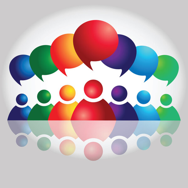 Abtsract concept of people metting. Talking. Social media.