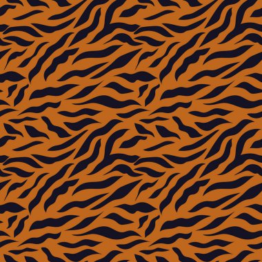 Kaplan deseni 2022 'nin bir sembolüdür. Kahverengi arka planda siyah çizgili pürüzsüz desen. Modern kumaşlar için baskı, yastıklar, ambalaj kağıtları. 