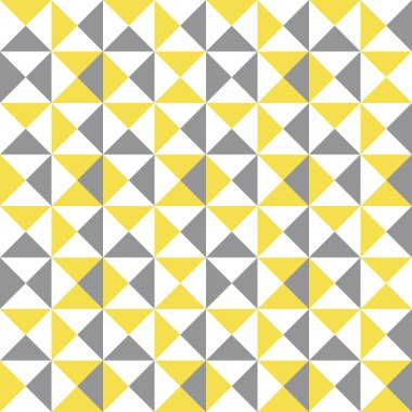 Modern desen üç renkten oluşan bir üçgenden oluşuyor. Moda kumaşları, dekoratif yastıklar, ambalaj kağıtları, iç tasarım için kusursuz desenler. Renkler gri ve sarı 2021. 