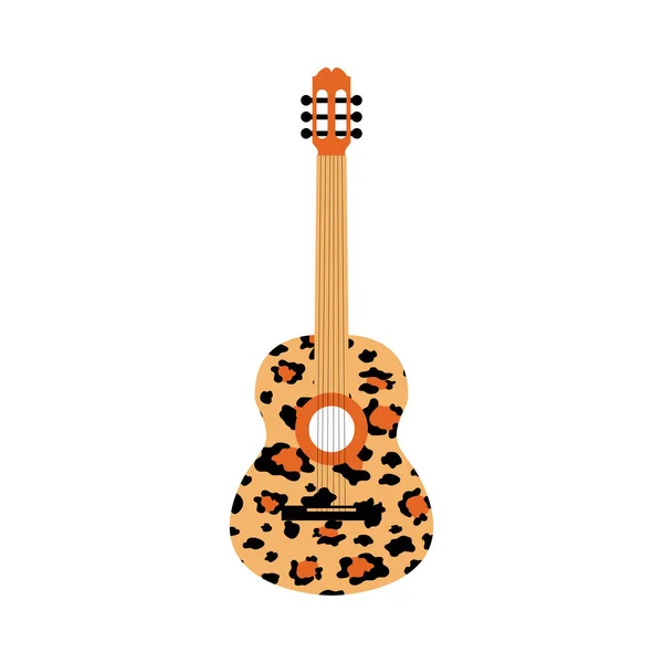 白色背景上的斑点吉他 带有时髦豹纹的音乐弦乐器 — 图库照片