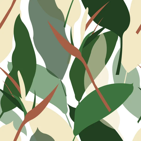 Heliconia Tropical Leaves Seamless Fashionable Pattern Print Modern Fabrics Decorative — Stock Photo, Image