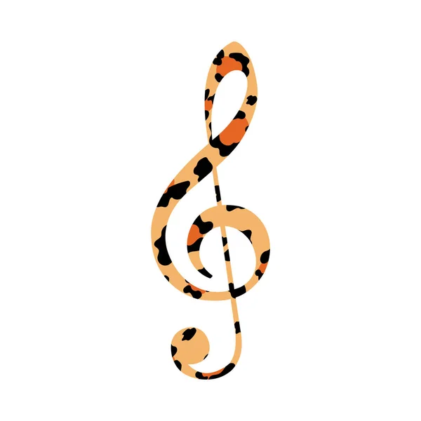 白い背景に音楽のトレブル クリフを発見しました 流行のヒョウ柄の音楽の指定 Print — ストック写真