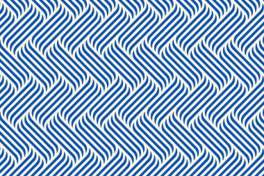 Kıvrımlı çizgilerin olduğu bir poster. Modern tasarımın mavi ve beyaz desenli stili. 