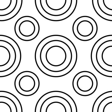 Beyaz arka planda siyah çizgili bir çember. Kağıt ve tekstil için kusursuz modern desen. 