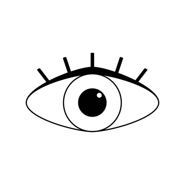 Ein Auge Mit Schwarzem Umriss Und Wimpern Auf Weißem Hintergrund — Stockfoto