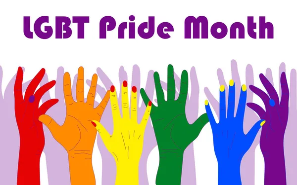 Lgbtプライド月間 虹の象徴的な色の手 6月はレズビアンとゲイの月と宣言されました — ストック写真