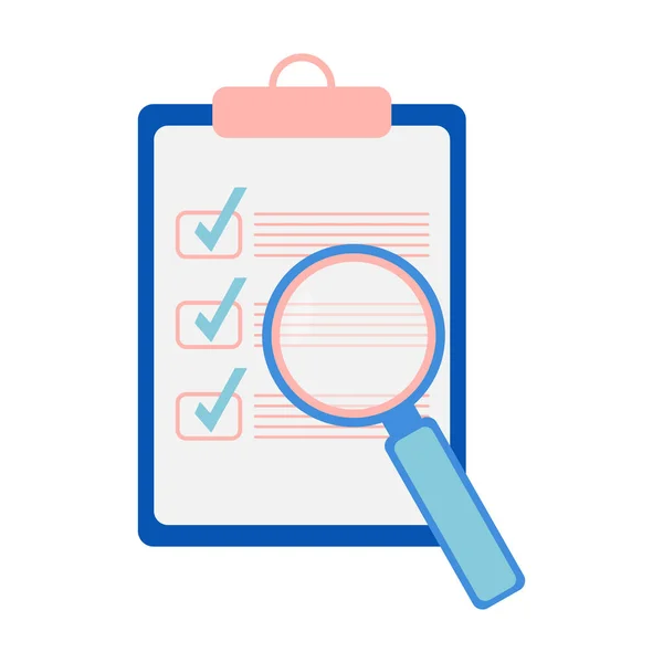 Reading Text Magnifying Glass Checklist White Background Document Questionnaire Icon — Stock Photo, Image