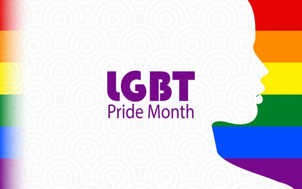 Lgbtプライド月間 虹の象徴的な色の背景にパターンを持つ女性のシルエット 人権と寛容のために戦うという概念 — ストック写真