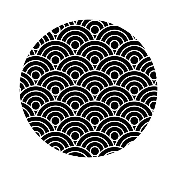 輪郭が黒と白で絡み合う幾何学的円を抽象化する 流行の生地 装飾枕 包装紙のためのシームレスなモダンなパターン — ストック写真