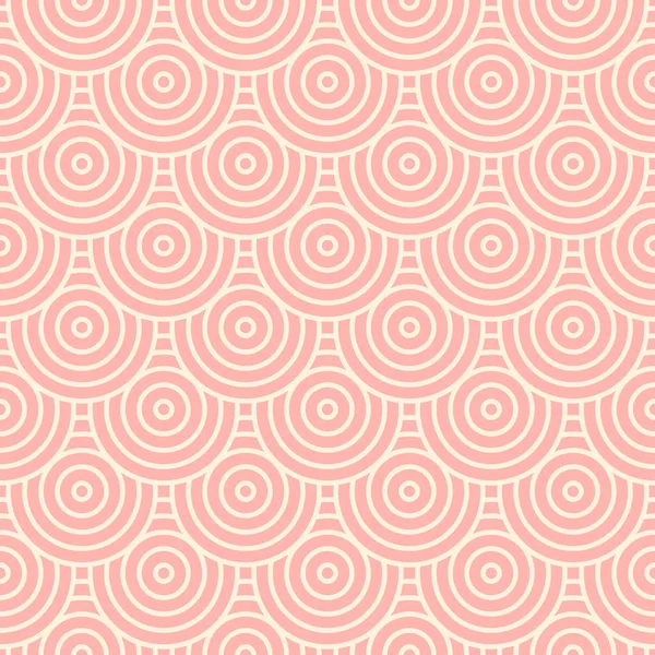 Çizgili geometrik pembe daireler. Moda kumaşları, dekoratif yastıklar, ambalaj kağıtları için kusursuz desen. 