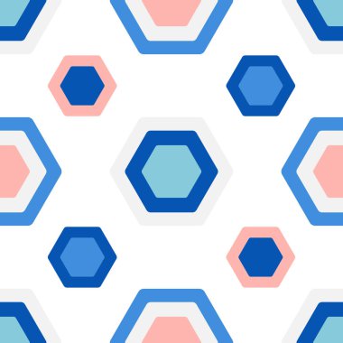 Beyaz arka planda çok renkli altıgenler. Modern tekstil ve kağıt ürünleri için kusursuz modern desen.