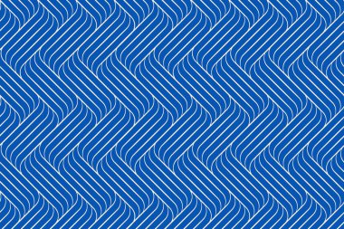 Kıvrımlı çizgilerin olduğu bir poster. Modern tasarımın mavi ve beyaz desenli stili. 