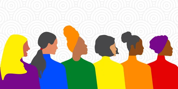 Разнообразные Современные Женщины Разных Национальностей Религий Борются Права Месяц Лгбт — стоковое фото