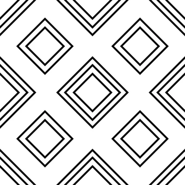 Vierkante Ruit Met Zwarte Omtrek Witte Achtergrond Naadloos Modern Patroon — Stockfoto