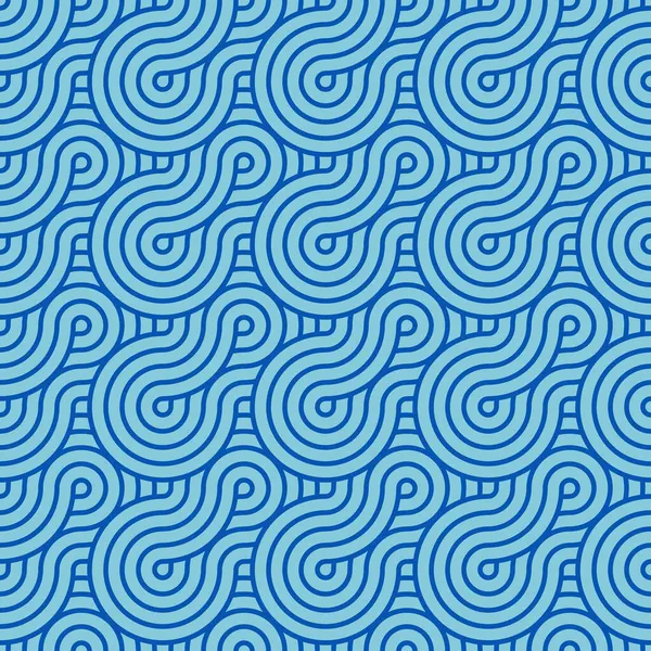 Abstract Trendy Blue Waves Contour Intertwine Seamless Modern Pattern Stylish — Stock Photo, Image