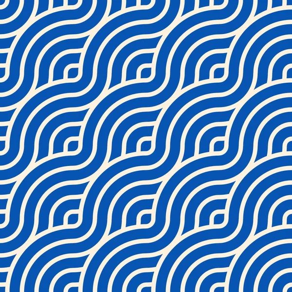 Абстрактные Модные Синие Волны Контуром Переплетаются Бесшовный Современный Узор Стильных — стоковое фото