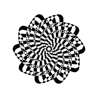 Beyaz arka planda siyah şekilli, soyut bir çiçek. Sevimli modern geometrik baskı. 