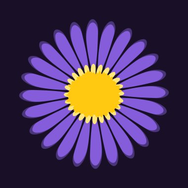 Koyu mavi arka planda papatya çiçeği. Modern düz stil bir kartpostal. Yaz tatlı çiçek deseni..