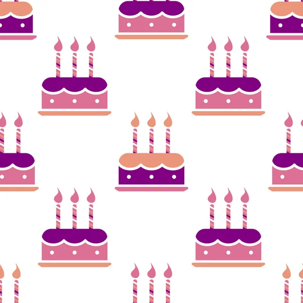 Tort Urodzinowy Świeczkami Płynny Ładny Wzór Deserem Dla Nowoczesnych Tekstyliów — Zdjęcie stockowe