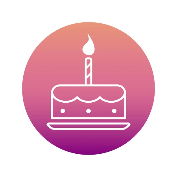 Tort Urodzinowy Świąteczny Deser Ikona Liniowa Świecami Kole Gradientowym Ciasto — Zdjęcie stockowe