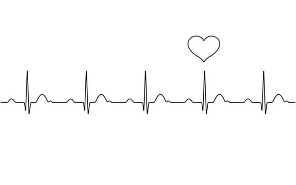 Ecg Heart Beat Black Line White Background Pulse Pattern Diagram — Stock Photo, Image