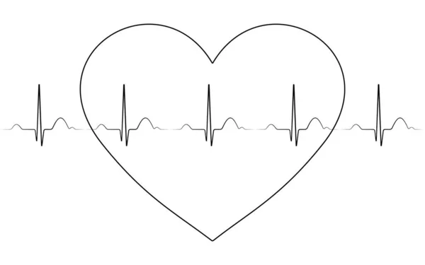 Ecg Heart Beat Black Line White Background Pulse Pattern Diagram — Stock Photo, Image