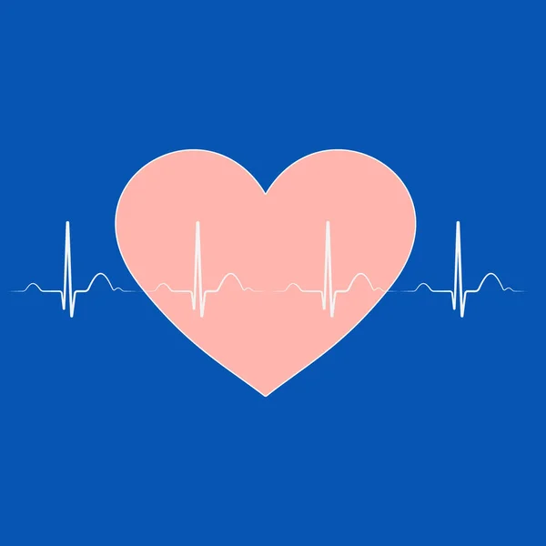 Ecg Pink Heart Beat Zigzag Line Blue Background Pulse Pattern — Stock Photo, Image