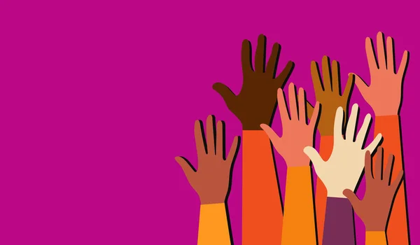 Руки Людей Разных Цветов Кожи Разных Национальностей Вероисповеданий Общественные Активисты — стоковое фото
