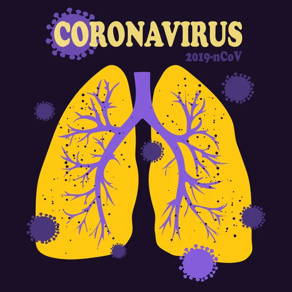 Ludzkie Płuca Zainfekowane Koronawirusem Pojęcie Zakażenia Dróg Oddechowych Nowoczesny Plakat — Zdjęcie stockowe
