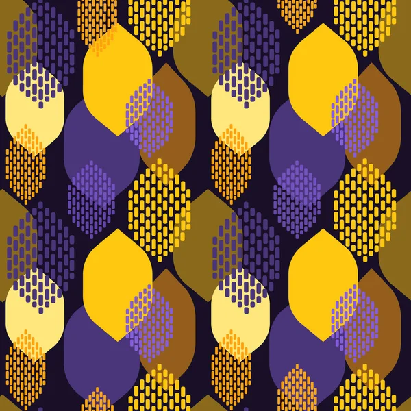 Декоративные Желтые Листья Темно Фиолетовом Фоне Бесшовный Современный Узор Текстиля — стоковое фото