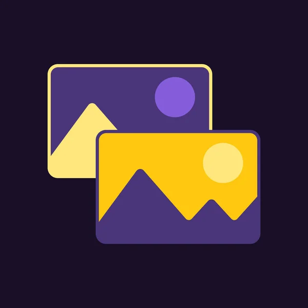 フラットスタイルで現代の写真アイコンやイラスト 紫と黄色の光の長方形 — ストック写真