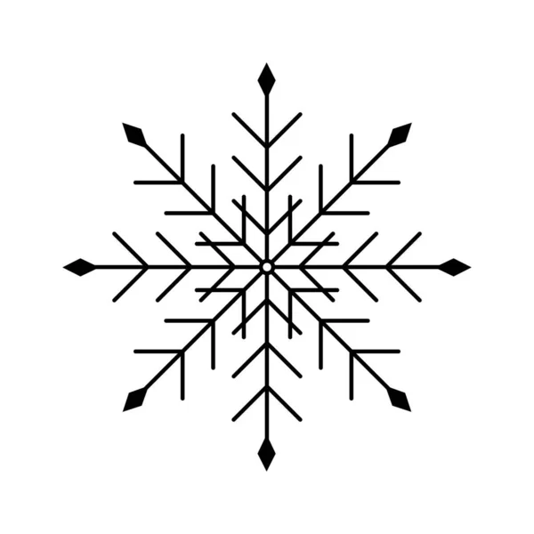 白い背景に雪の結晶黒 アプリケーション用のシンプルなアイコン 年賀状の冬用ステンシル — ストック写真