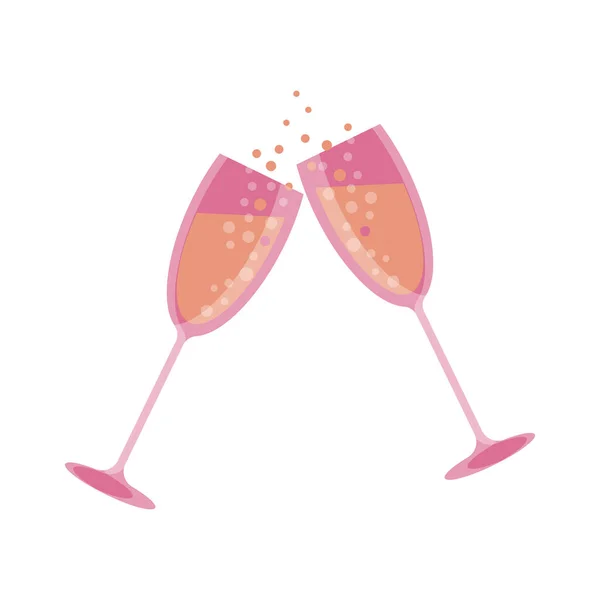 Two Glasses Sparkling Drink Celebratory Glasses Clink Loudly Splashing Champagne — Stock Photo, Image