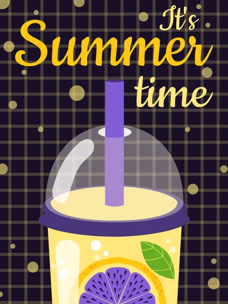 Summer Time Freshly Squeezed Juice Yellow Lemon Slices Dark Purple — Stock Photo, Image