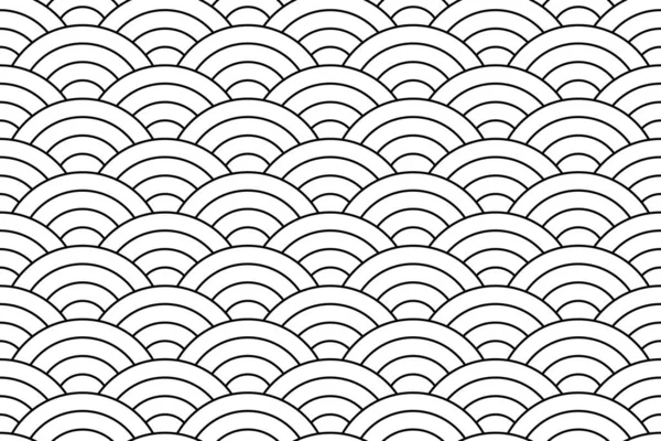 Japanese repeating meandering waves in black outline on a white background. Seamless patterns for trendy fabrics, modern paper products. Suitable for coloring.