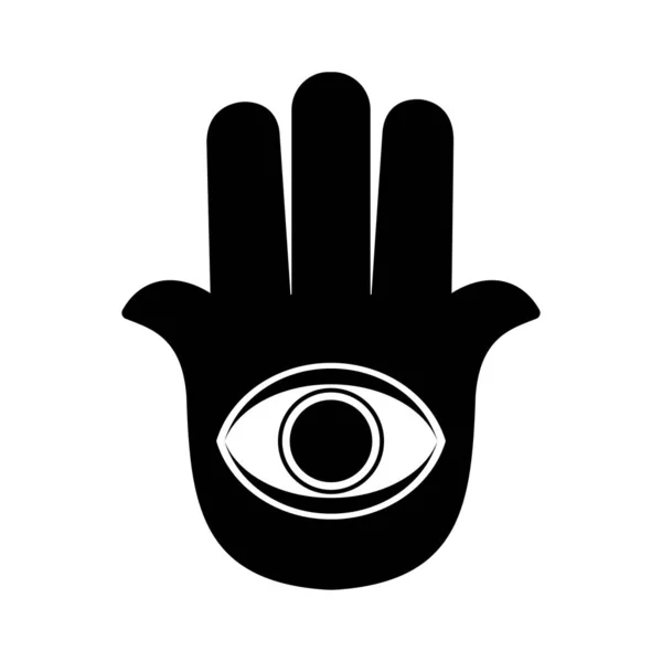 Hamsa Black Judaism Icon White Background Symmetrical Shape Thumbs Both — Stock Photo, Image