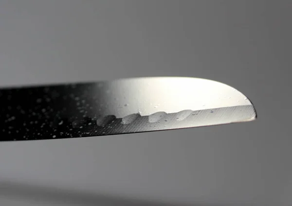 Czarny Nóż Kuchenny Ostrym Ostrzem Krojenia Jedzenia — Zdjęcie stockowe