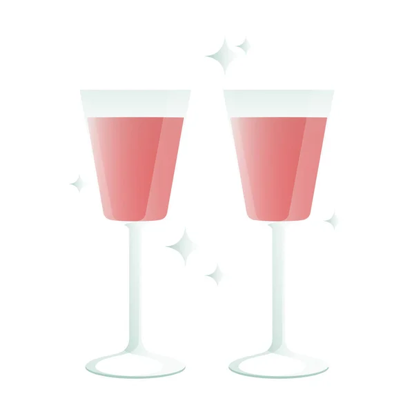 Transparent Wine Glasses Drink Isolated White Background Festive Toast Pair — Stock Photo, Image
