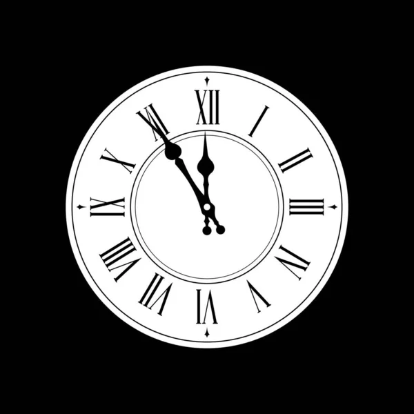 Roman Antique Clock Arrows White Dial Black Background Concept Time — 图库照片