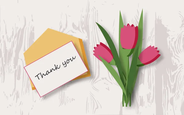 International Day Thank You Bouquet Pink Tulips Open Thank You — Stock Photo, Image